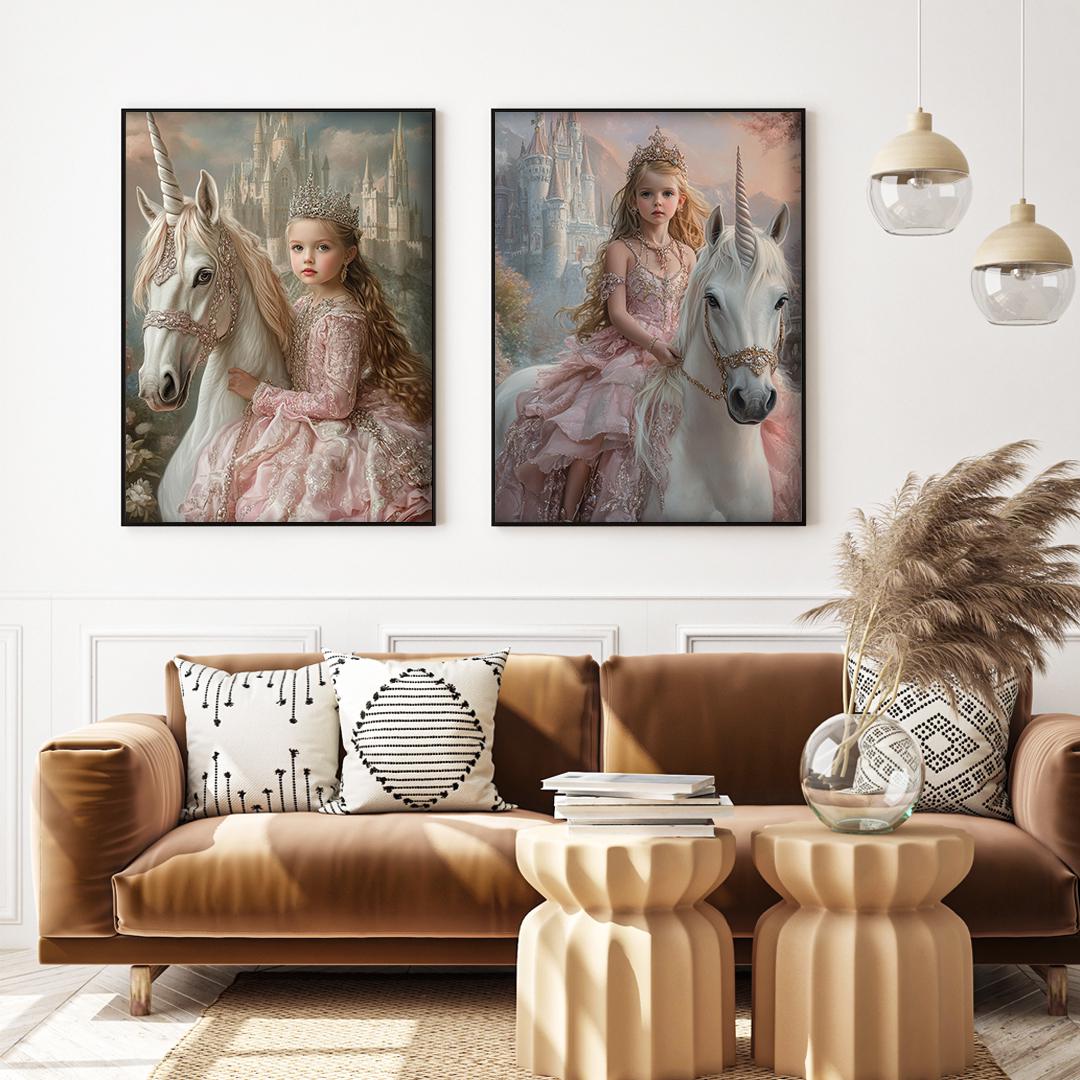 Princess Wall Art for Girls – Cute Cartoon Baby Girl Print | Digital Nursery Download