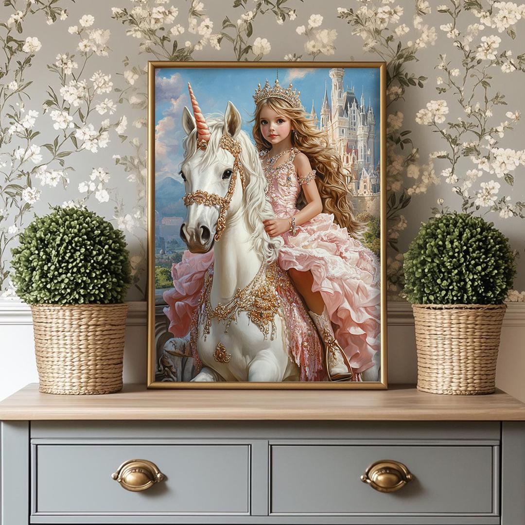 Princess Wall Art for Girls – Cute Cartoon Baby Girl Print | Digital Nursery Download