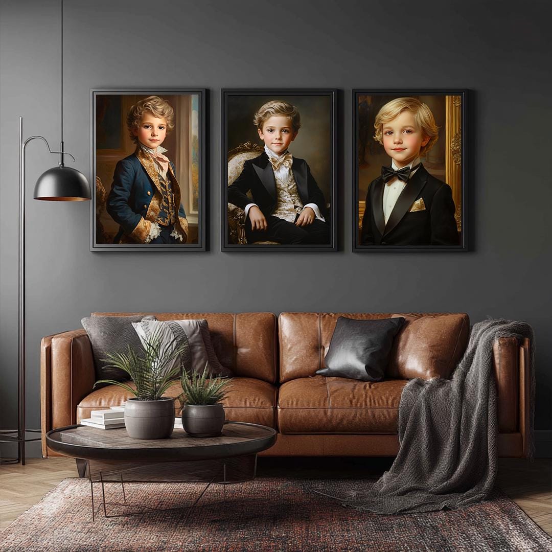 Royal Boy Portrait – Custom Noble Gentleman Illustration for Kids | Digital Download