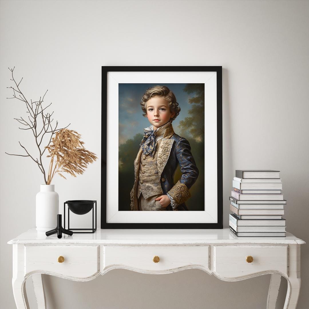 Royal Boy Portrait – Custom Noble Gentleman Illustration for Kids | Digital Download