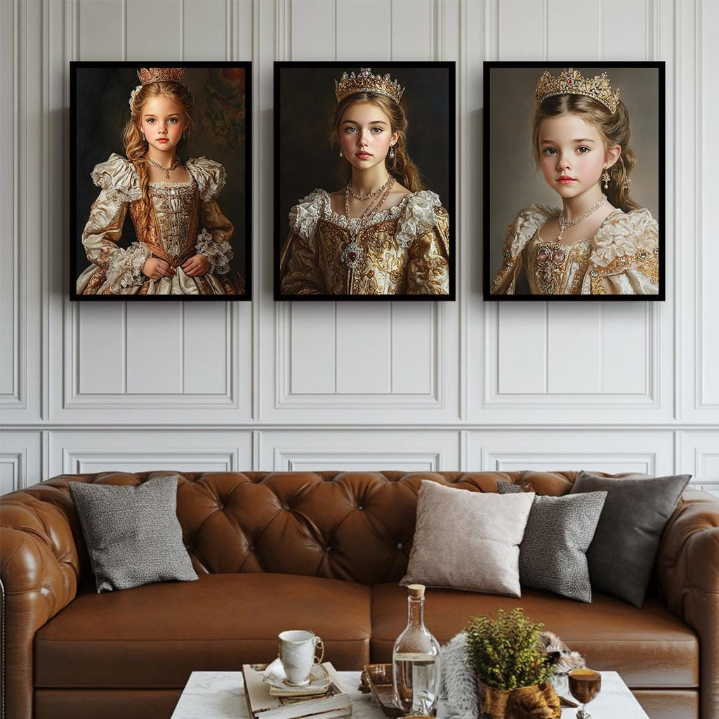 Noble Princess Wall Art – Royal Baby Girl Portrait | Elegant Nursery Digital Download