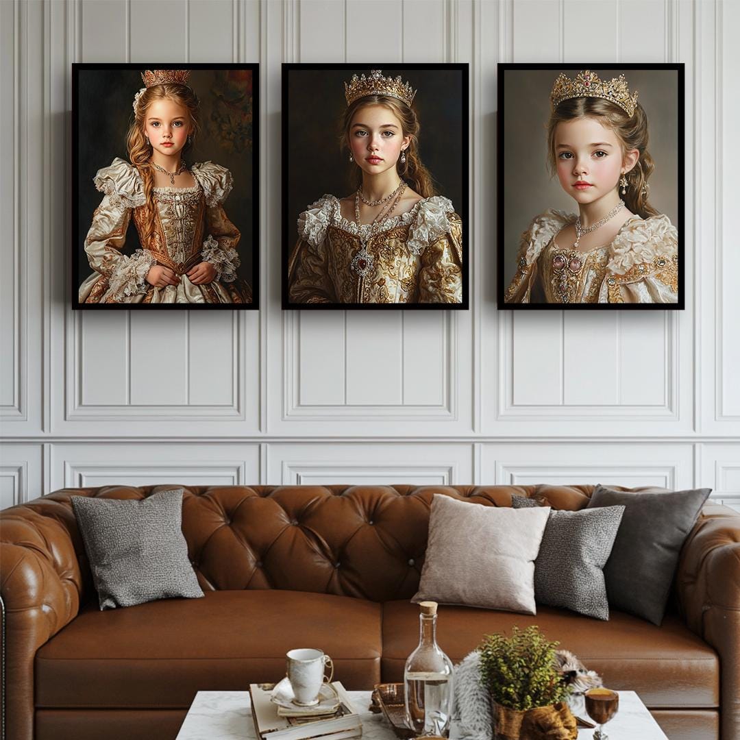 Noble Princess Wall Art – Royal Baby Girl Portrait | Elegant Nursery Digital Download