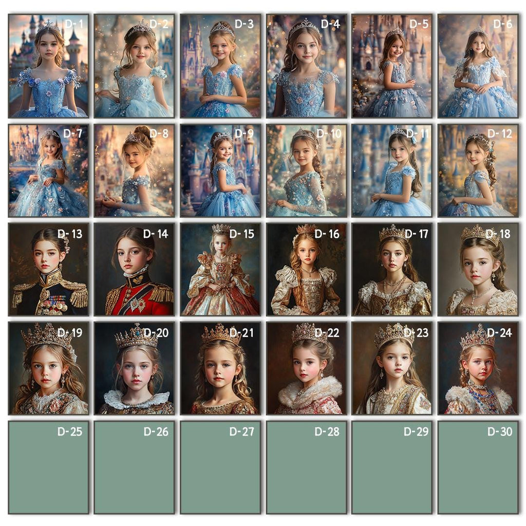 Noble Princess Wall Art – Royal Baby Girl Portrait | Elegant Nursery Digital Download