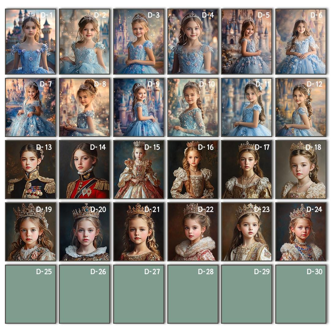 Noble Princess Wall Art – Royal Baby Girl Portrait | Elegant Nursery Digital Download