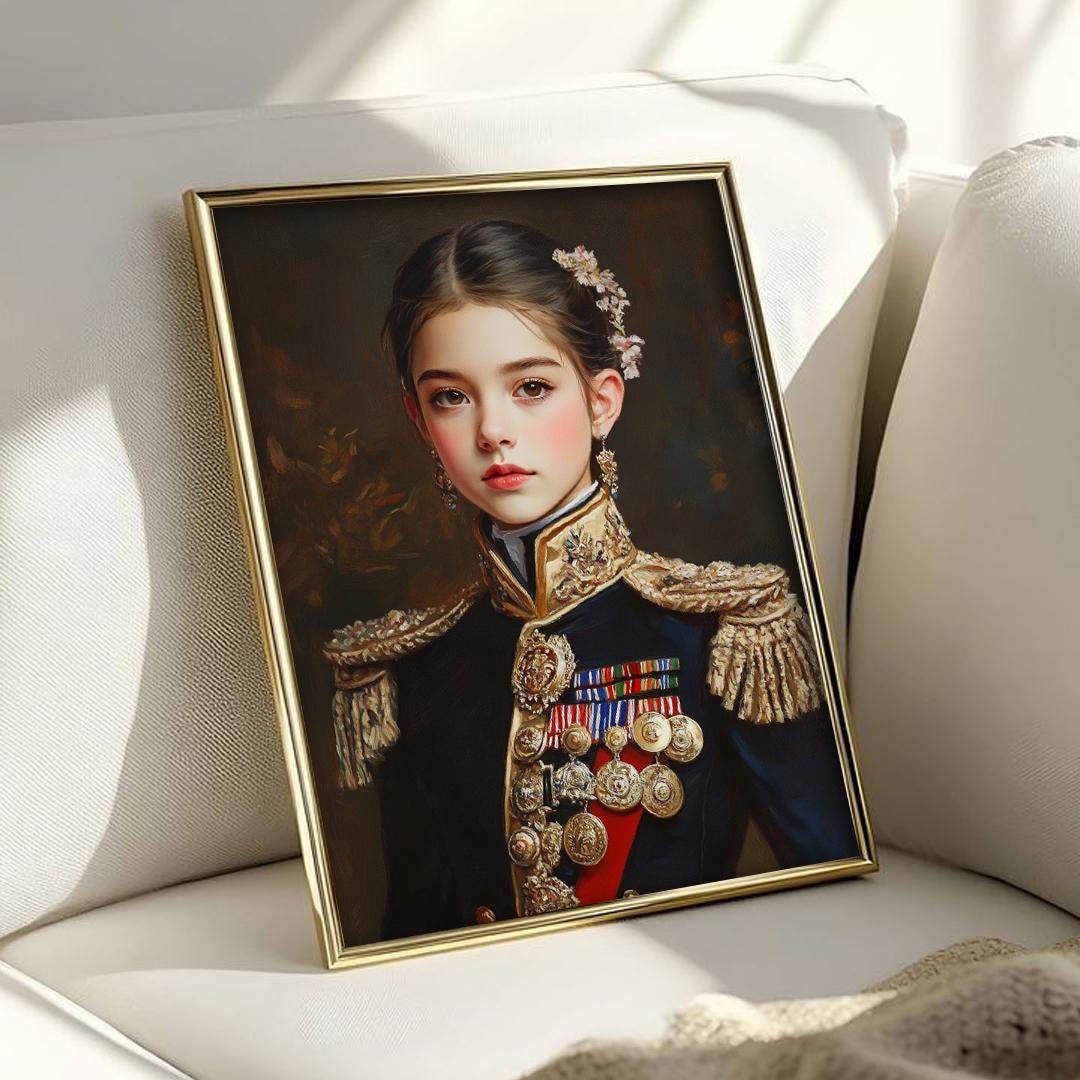 Noble Princess Wall Art – Royal Baby Girl Portrait | Elegant Nursery Digital Download