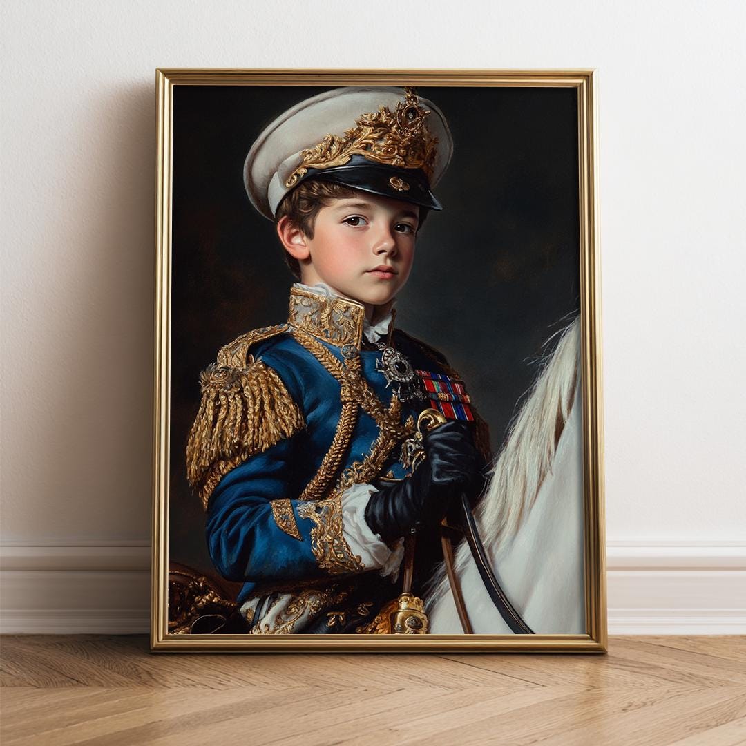 Royal Prince Portrait for Boys – Custom Noble Illustration | Digital Nursery Download