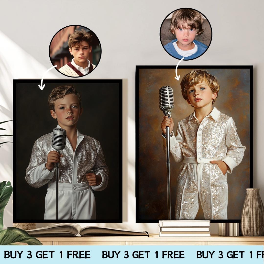 Custom Elvis-Style Portrait – Rock ’n’ Roll Character Art | Retro Digital Download Gift