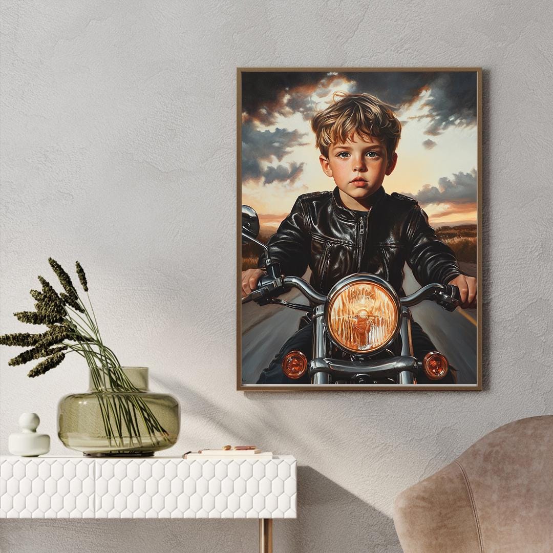 Custom Motorcycle Rider Portrait – Biker Character Art | Digital Download