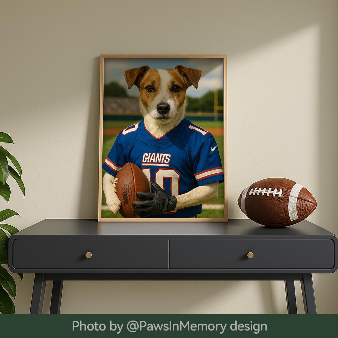 Custom Pet Portrait – Funny Football Theme | Dog Sports Art Digital Download