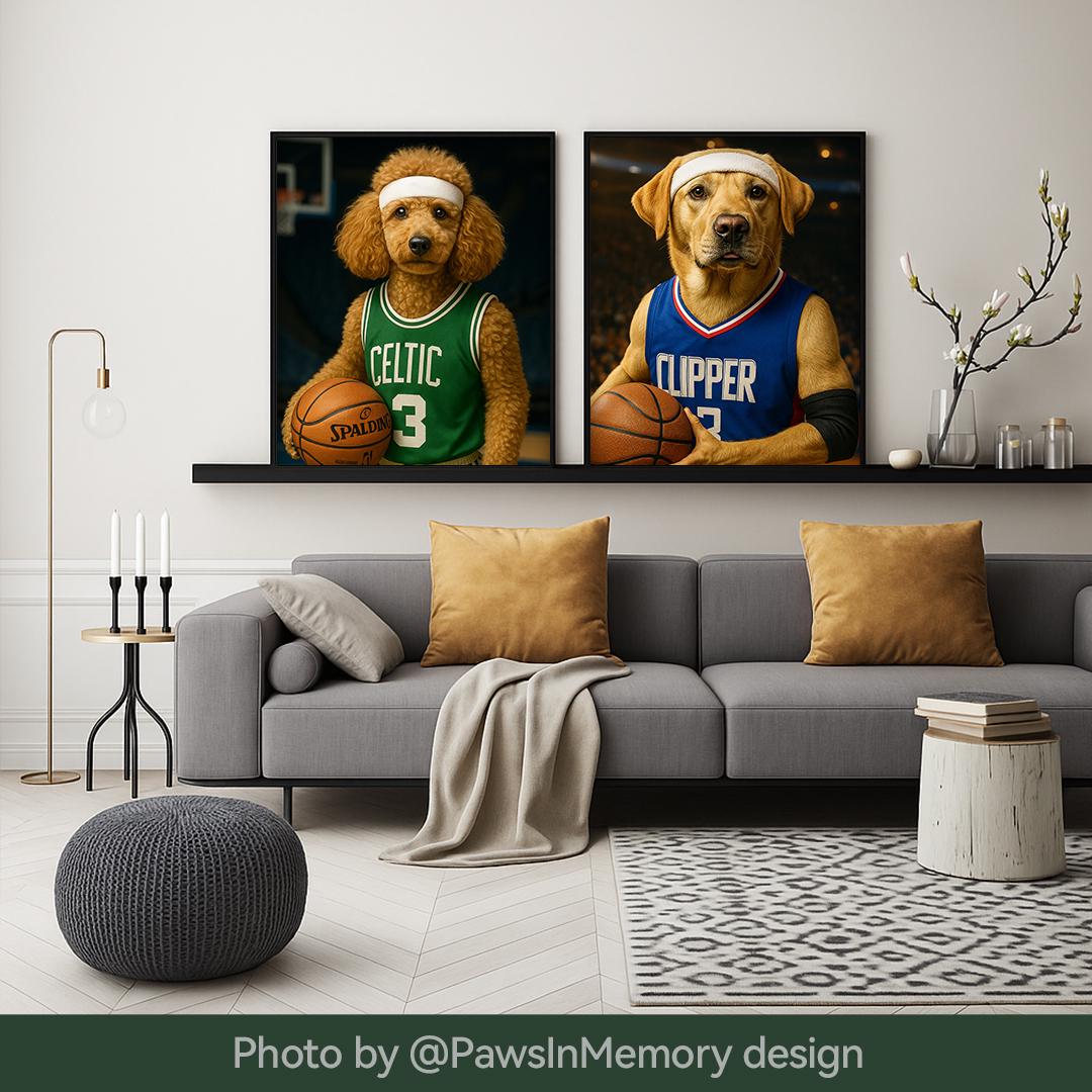 Custom Pet Portrait – Funny Basketball Theme Dog Art | Pro Hoops Digital Download