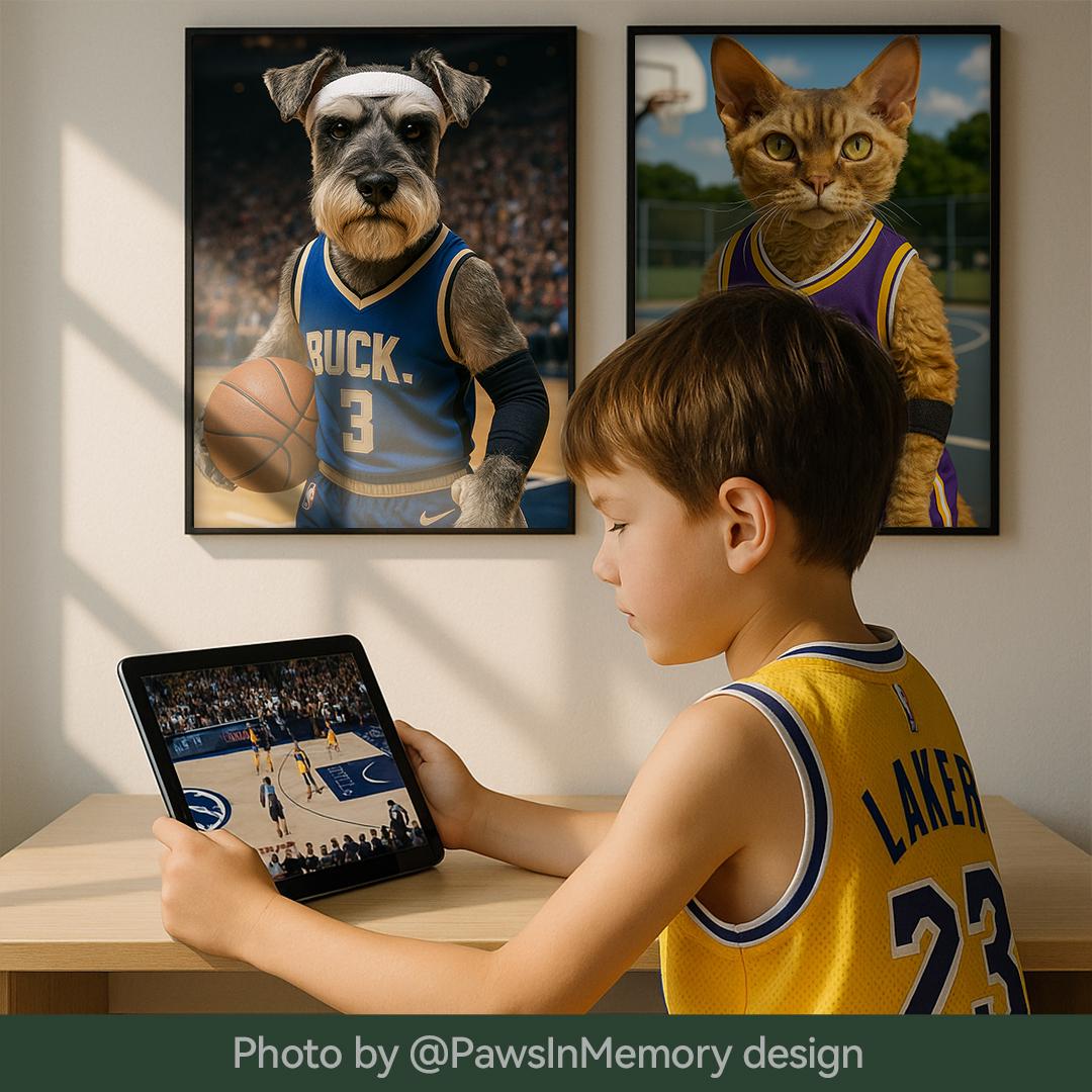 Custom Pet Portrait – Funny Basketball Theme Dog Art | Pro Hoops Digital Download
