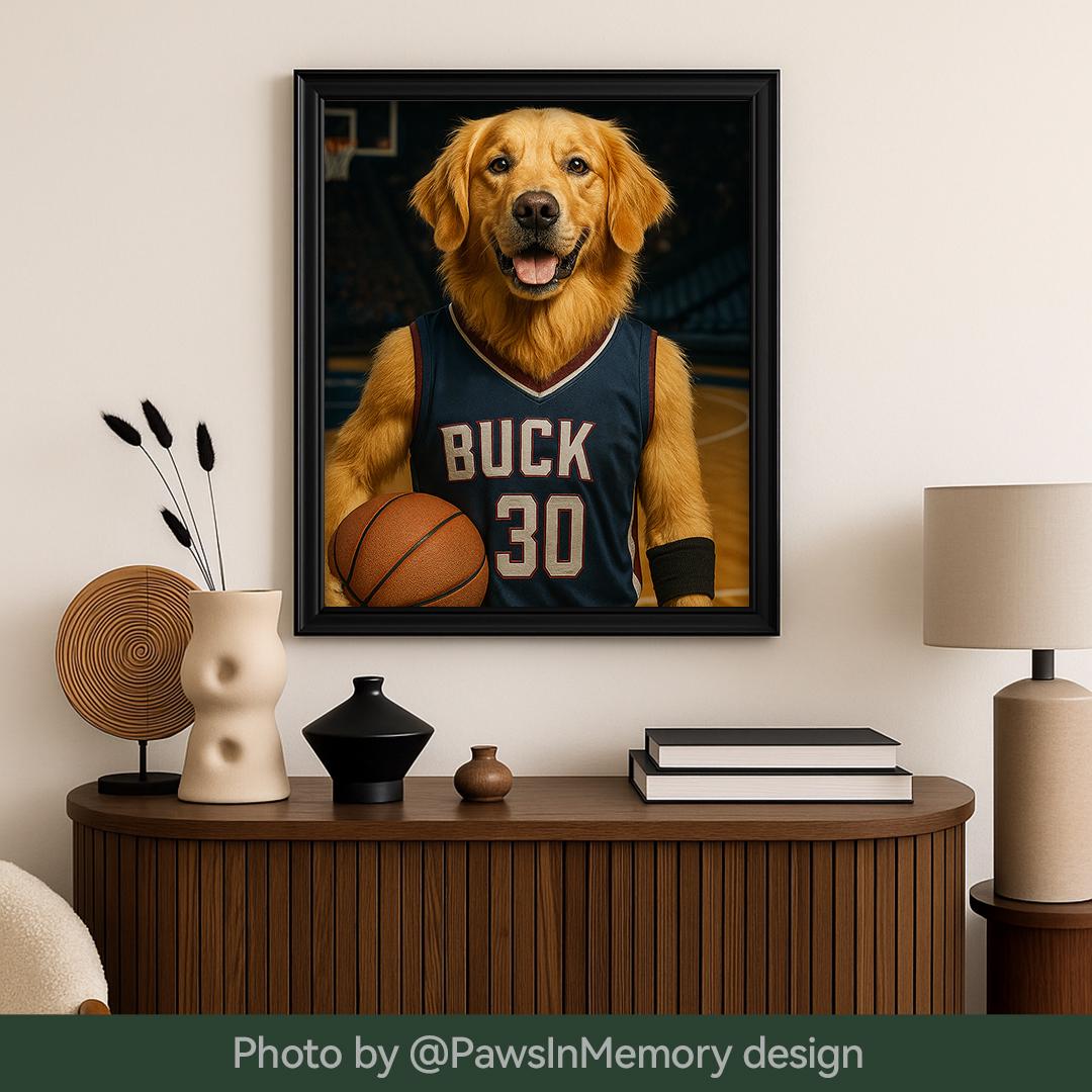 Custom Pet Portrait – Funny Basketball Theme Dog Art | Pro Hoops Digital Download