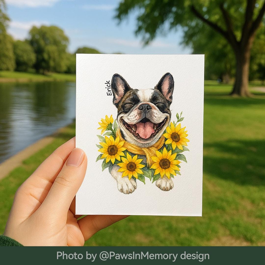 Custom Pet Memorial Portrait – Watercolor Floral Tribute | Digital Download Remembrance Art