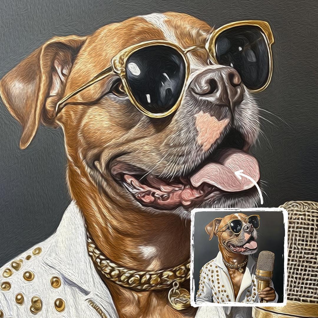 Custom Pet Portrait – Elvis-Style Rock ’n’ Roll Dog Art | Digital Download
