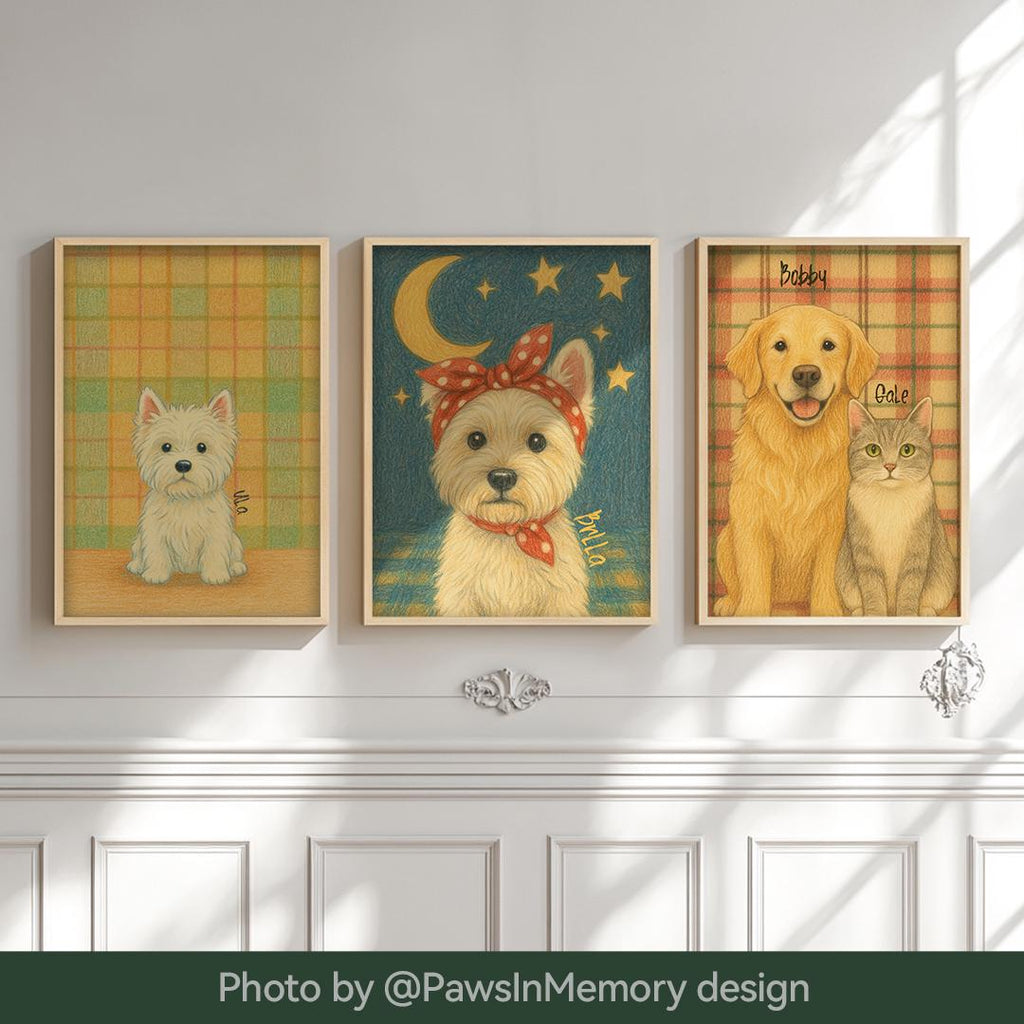 Custom Pet Portrait – Retro Crayon Style | Vintage Hand-Drawn Dog Art Digital Download