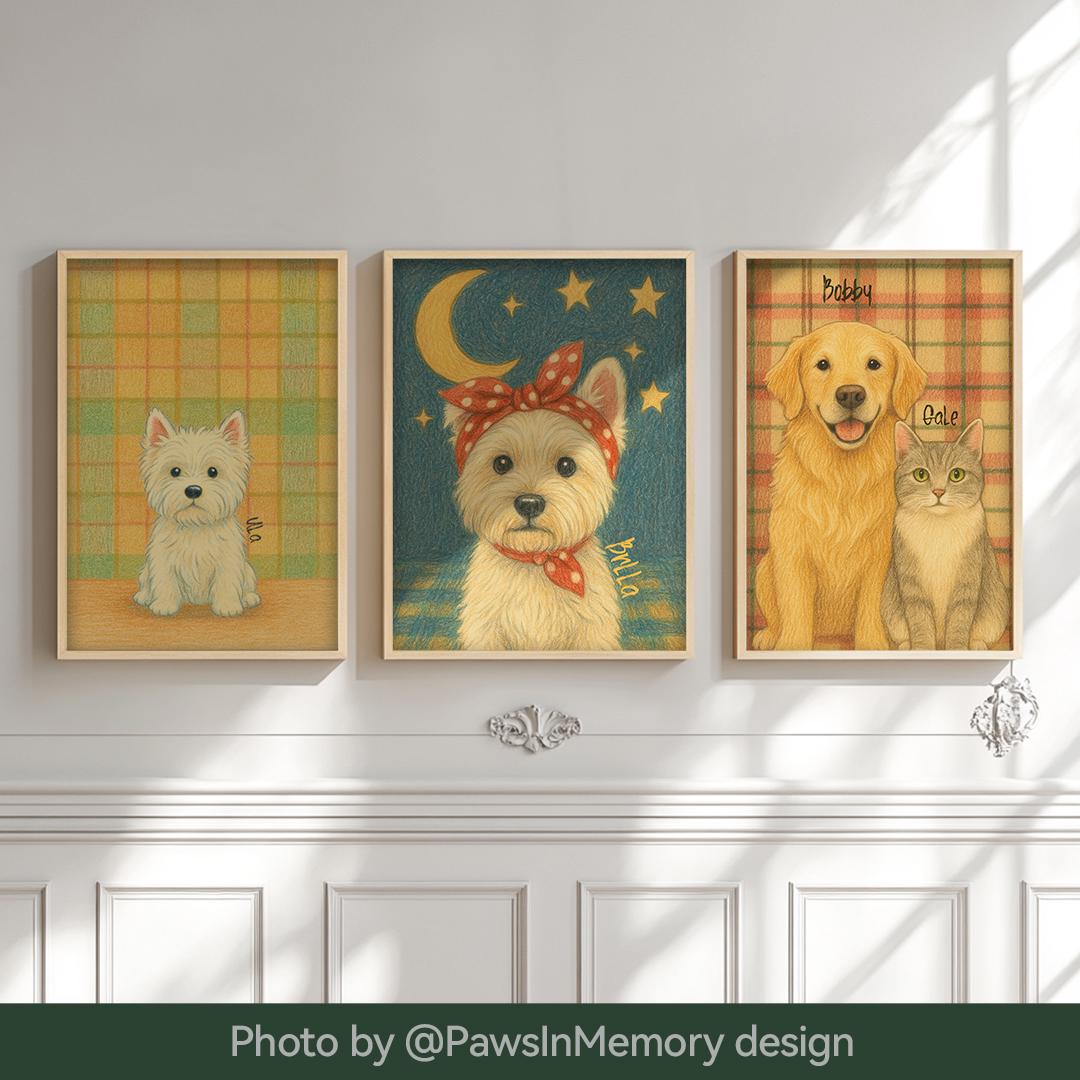 Custom Pet Portrait – Retro Crayon Style | Vintage Hand-Drawn Dog Art Digital Download