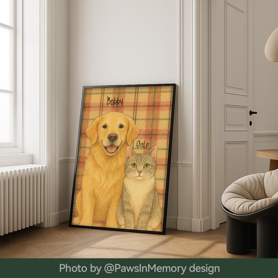Custom Pet Portrait – Retro Crayon Style | Vintage Hand-Drawn Dog Art Digital Download