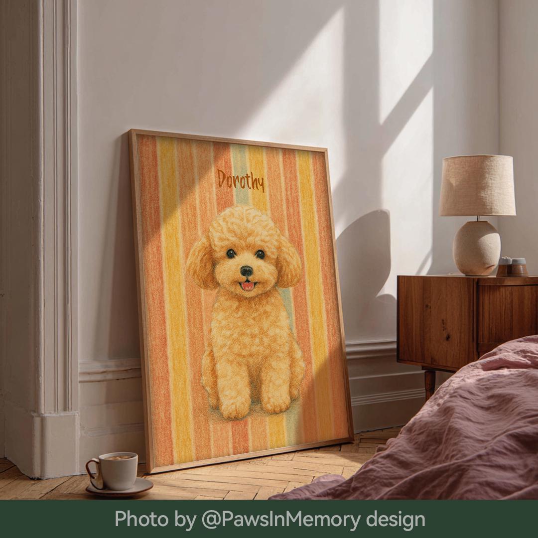 Custom Pet Portrait – Retro Crayon Style | Vintage Hand-Drawn Dog Art Digital Download