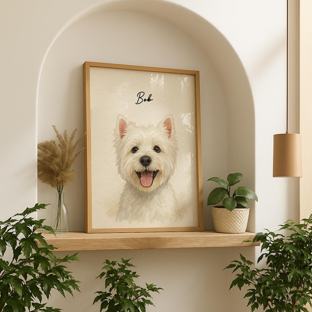 Custom Pet Portrait – Hand-Painted Watercolor Style | Elegant Dog Art Digital Download