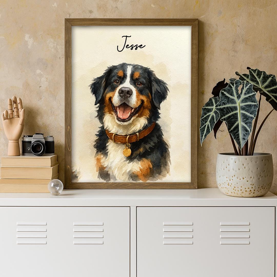 Custom Pet Portrait – Watercolor Style Dog Art | Hand-Painted Look Digital Download