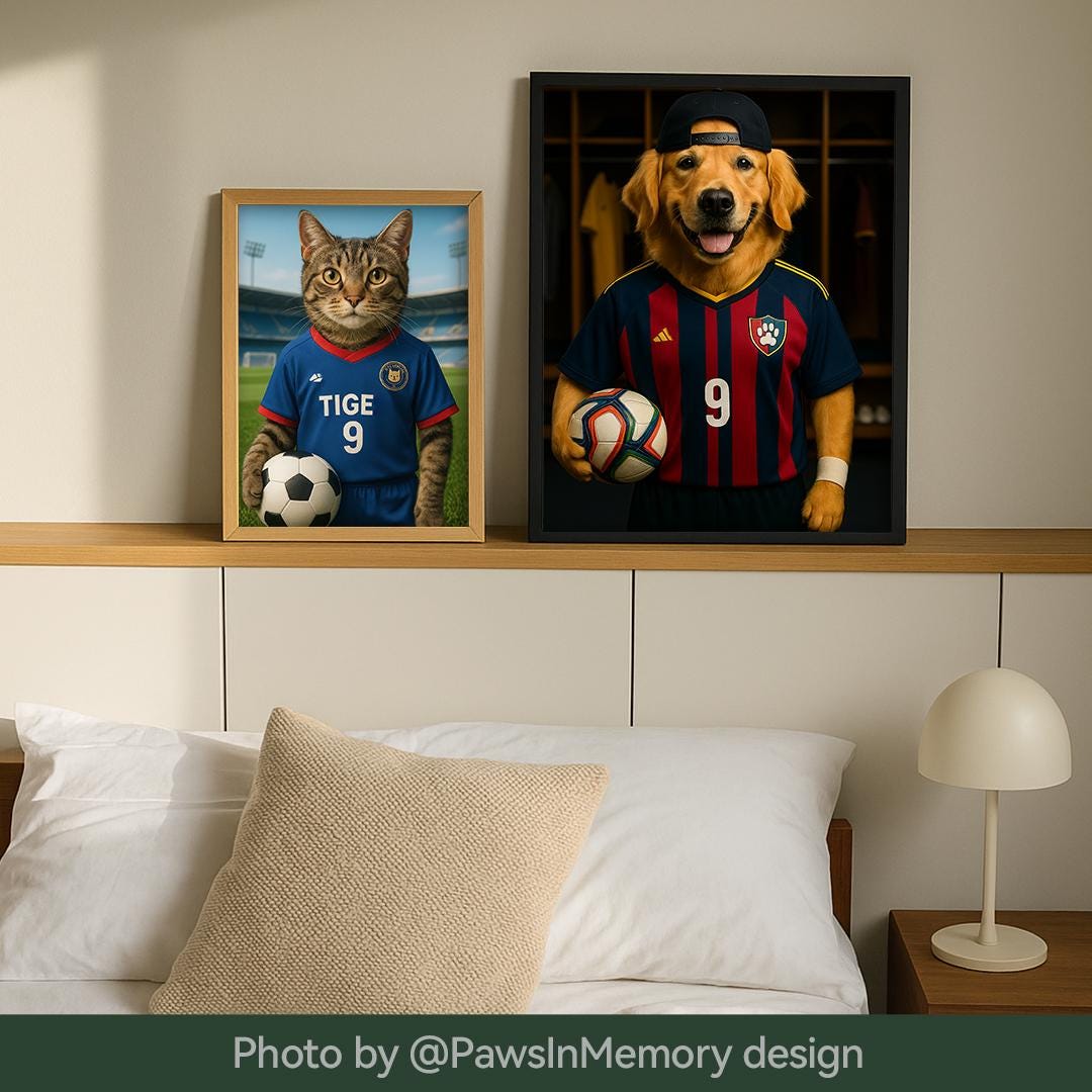 Custom Pet Portrait – Funny Soccer Dog Art | Football-Themed Digital Download