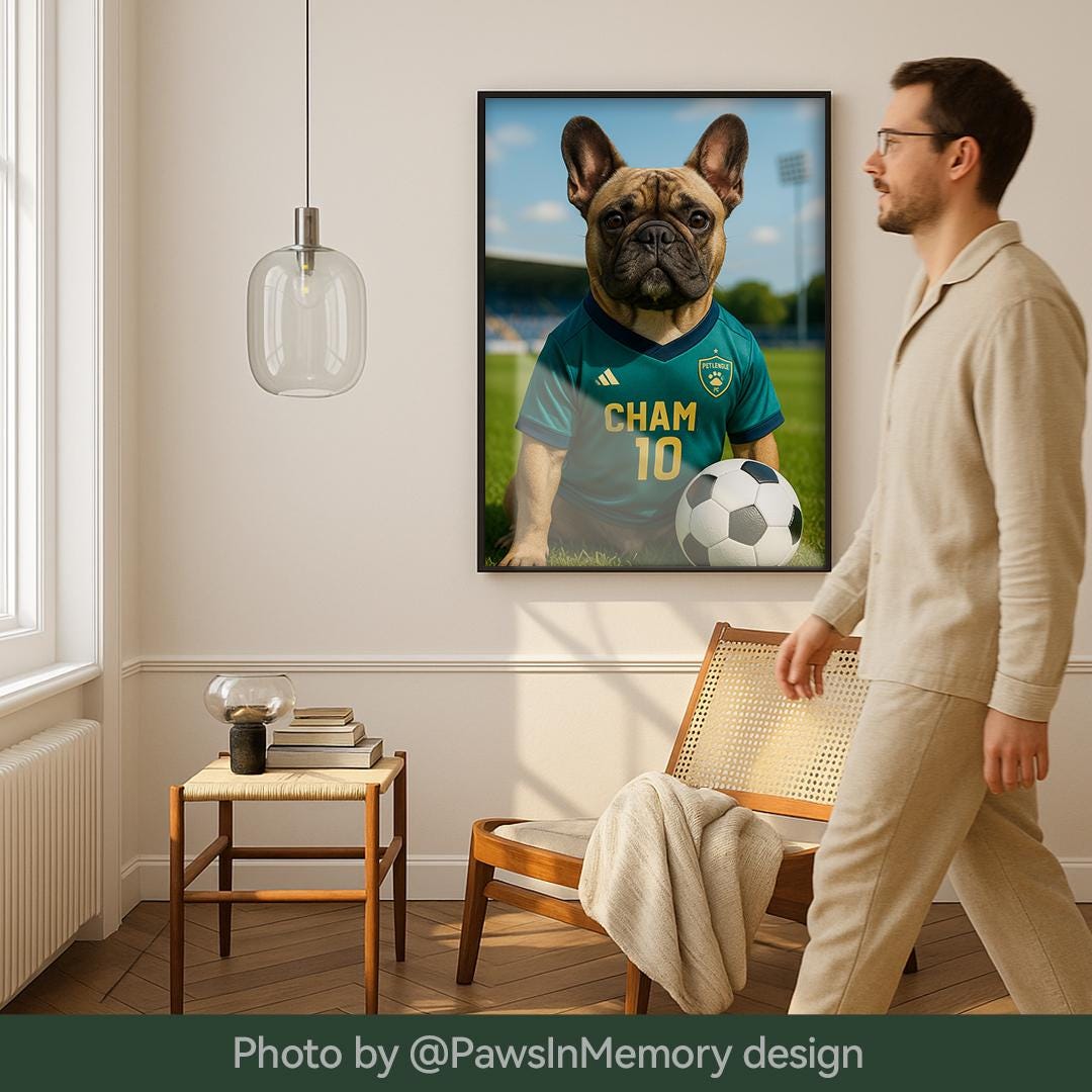 Custom Pet Portrait – Funny Soccer Dog Art | Football-Themed Digital Download