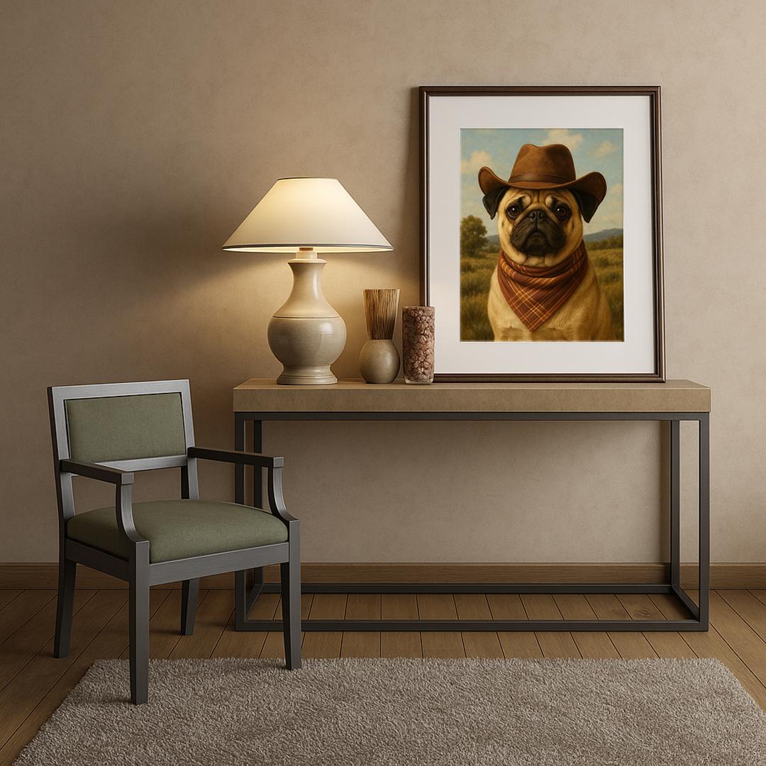 Custom Pet Portrait – Western Cowboy Theme | Funny Dog Art Digital Download