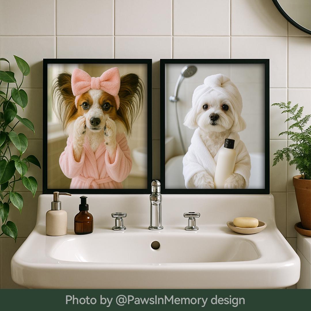 Funny Dog Bathroom Wall Art – 2 Printable Pet Toilet Prints Set | Digital Download