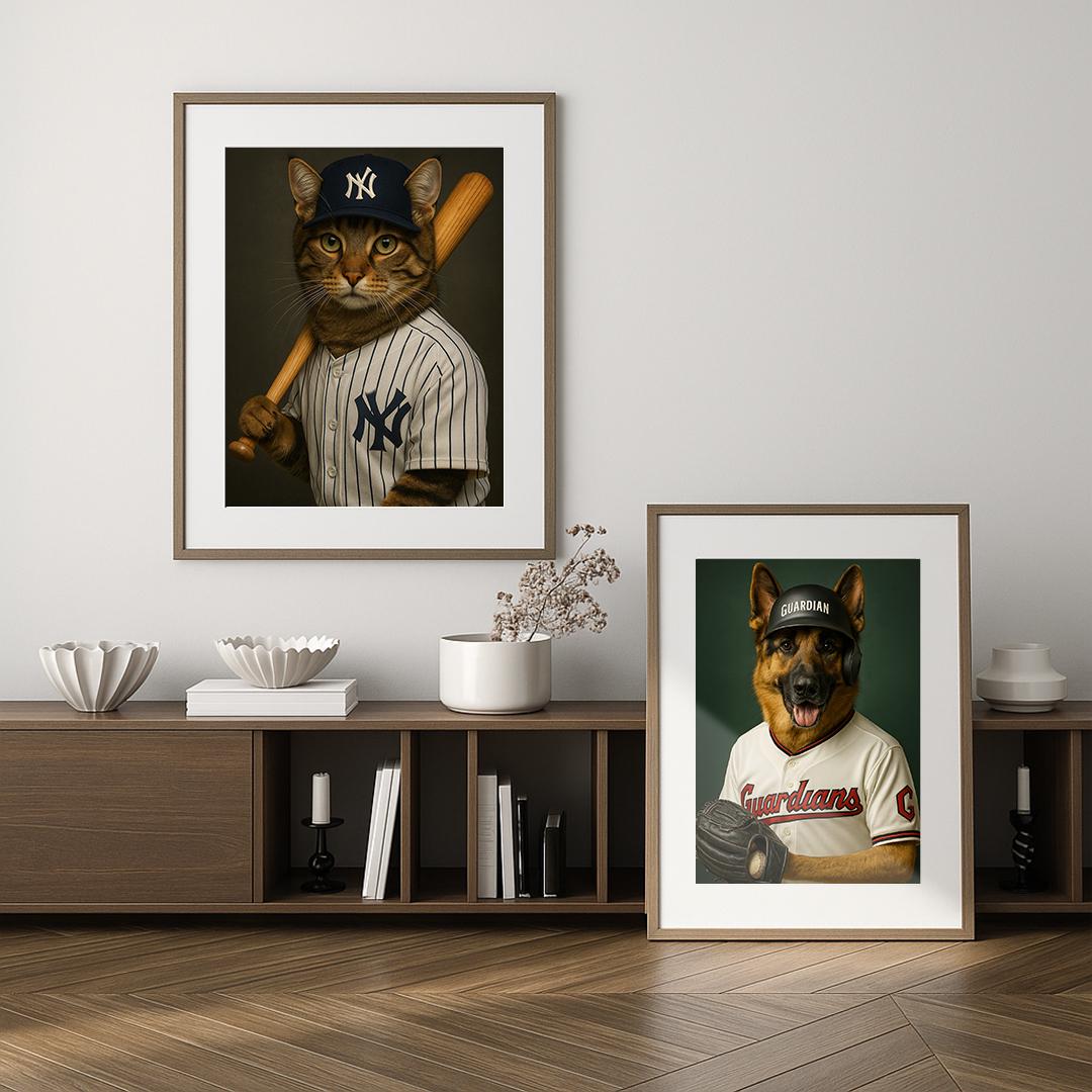 Custom Pet Portrait – Funny Baseball Theme | Dog Sports Art Digital Download