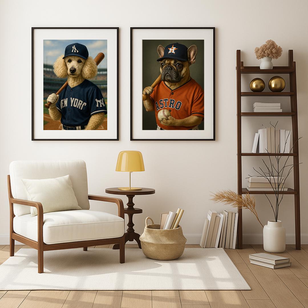 Custom Pet Portrait – Funny Baseball Theme | Dog Sports Art Digital Download