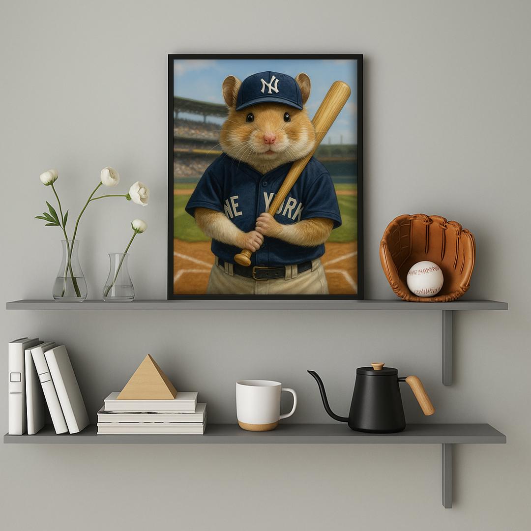 Custom Pet Portrait – Funny Baseball Theme | Dog Sports Art Digital Download