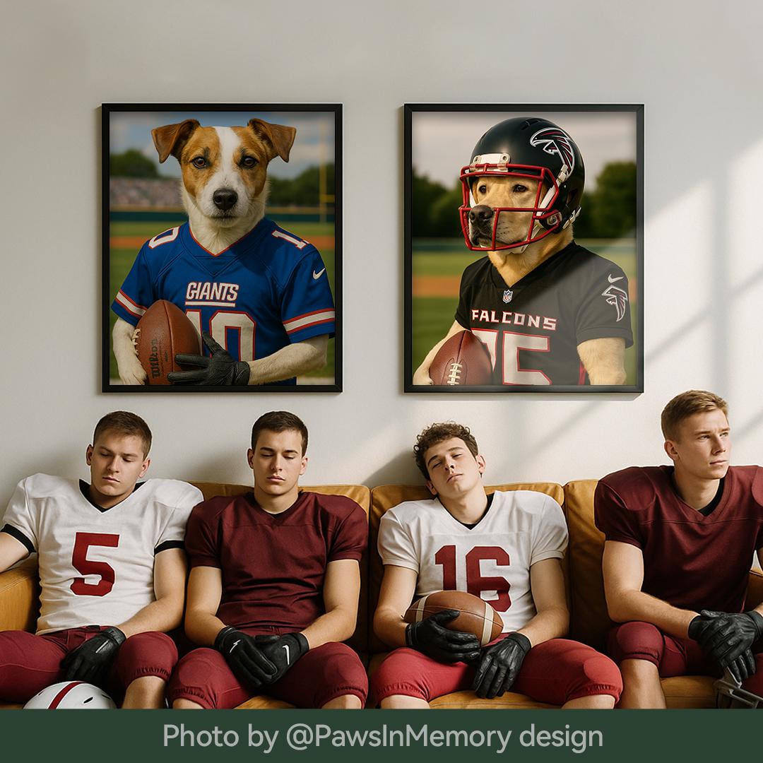Custom Pet Portrait – Funny Football Theme | Dog Sports Art Digital Download