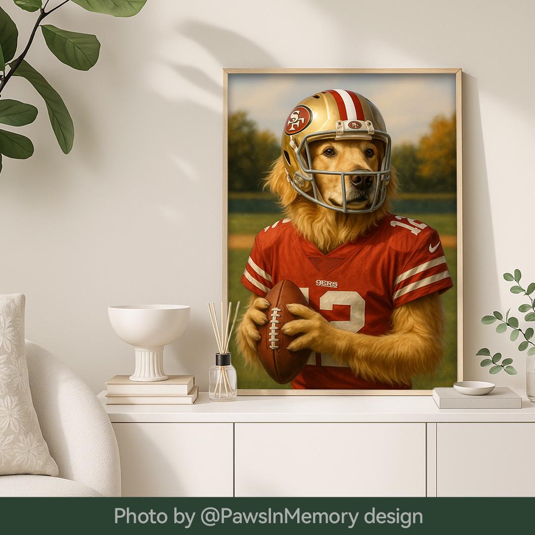 Custom Pet Portrait – Funny Football Theme | Dog Sports Art Digital Download