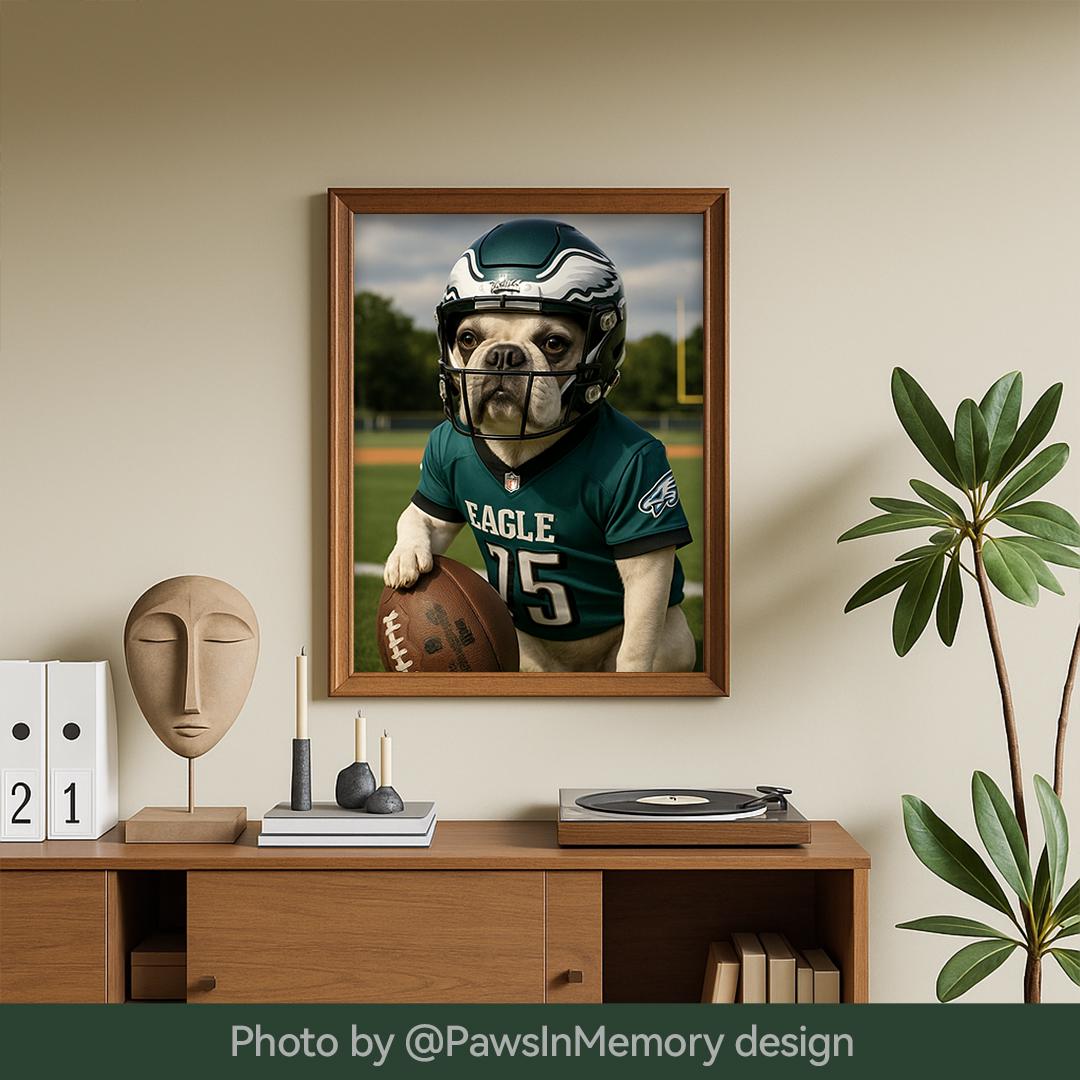 Custom Pet Portrait – Funny Football Theme | Dog Sports Art Digital Download