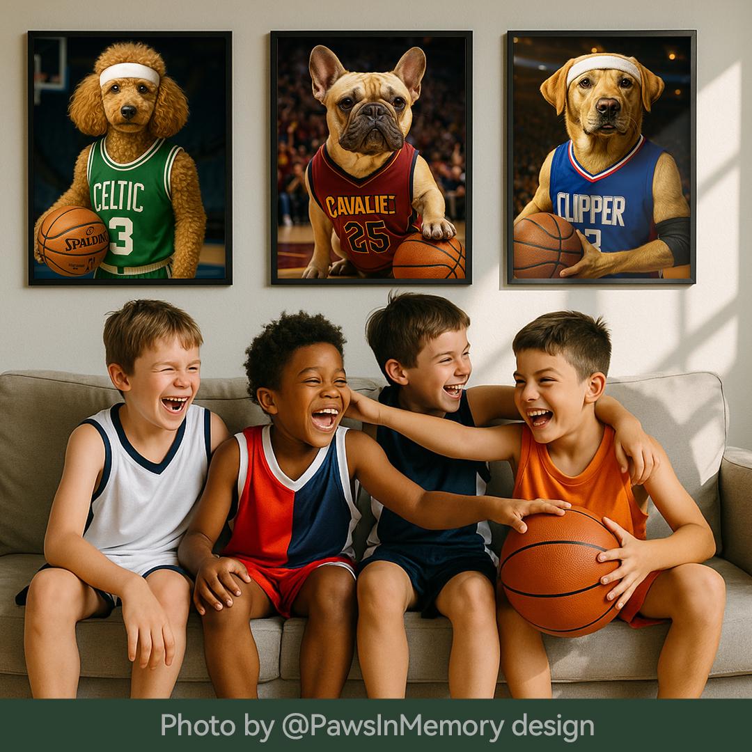 Custom Pet Portrait – Funny Basketball Theme Dog Art | Pro Hoops Digital Download