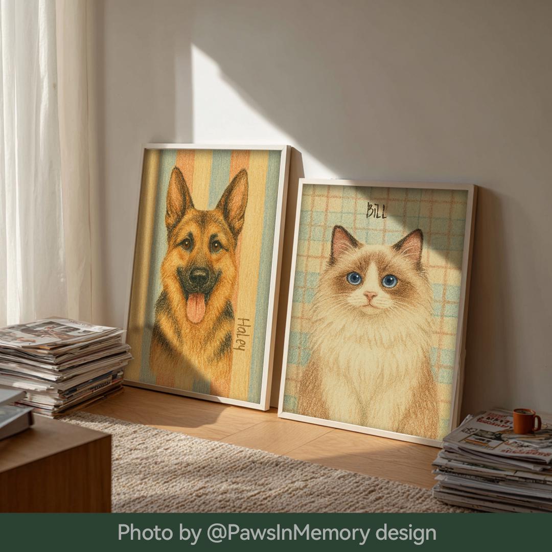 Custom Pet Portrait – Retro Crayon Style | Vintage Hand-Drawn Dog Art Digital Download
