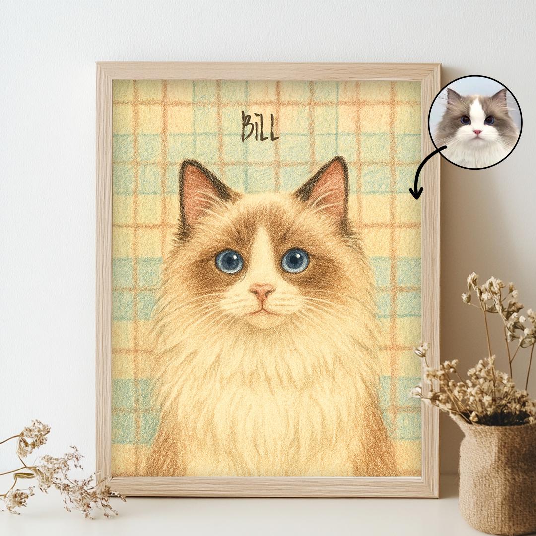 Custom Pet Portrait – Retro Crayon Style | Vintage Hand-Drawn Dog Art Digital Download
