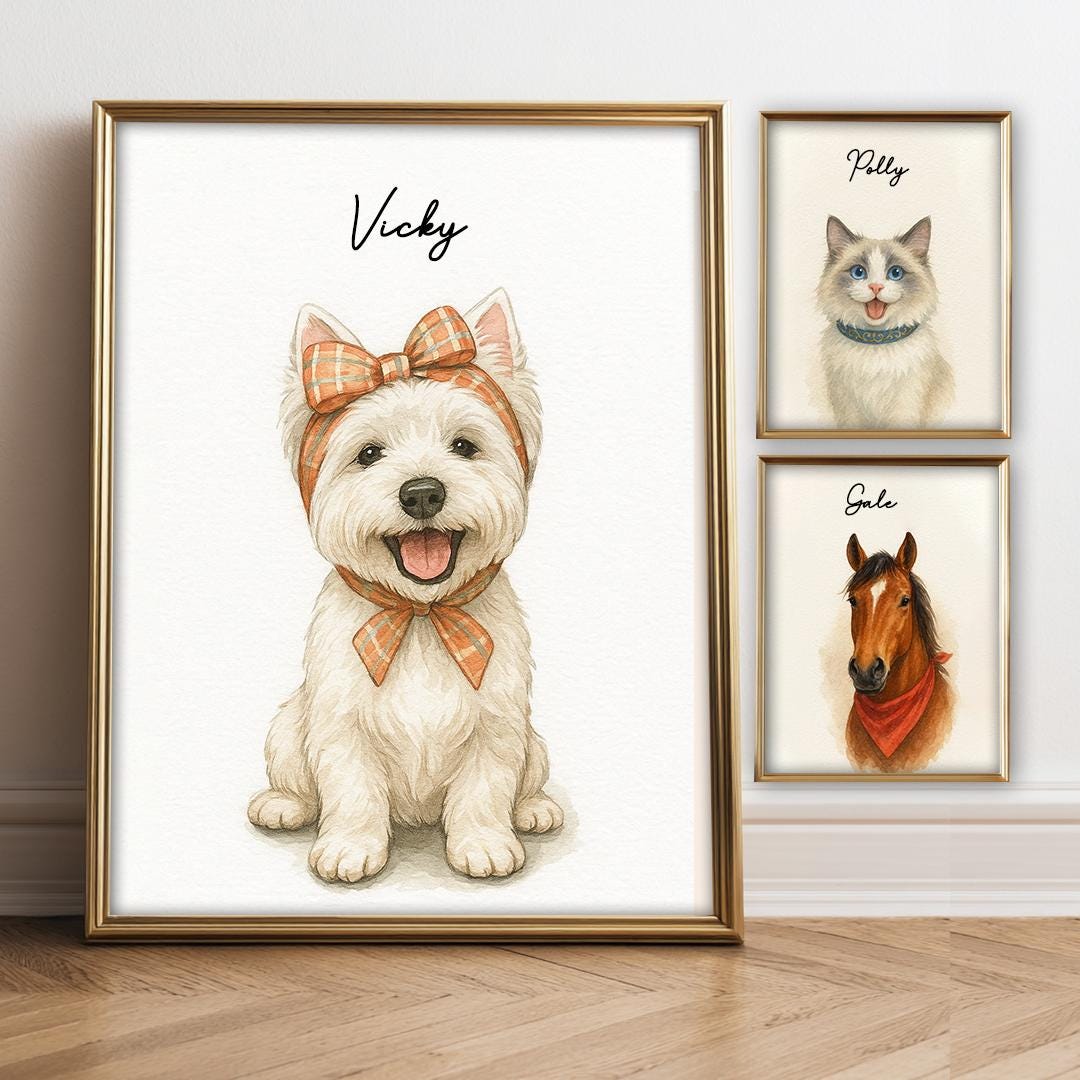 Custom Pet Portrait – Watercolor Style Dog Art | Hand-Painted Look Digital Download