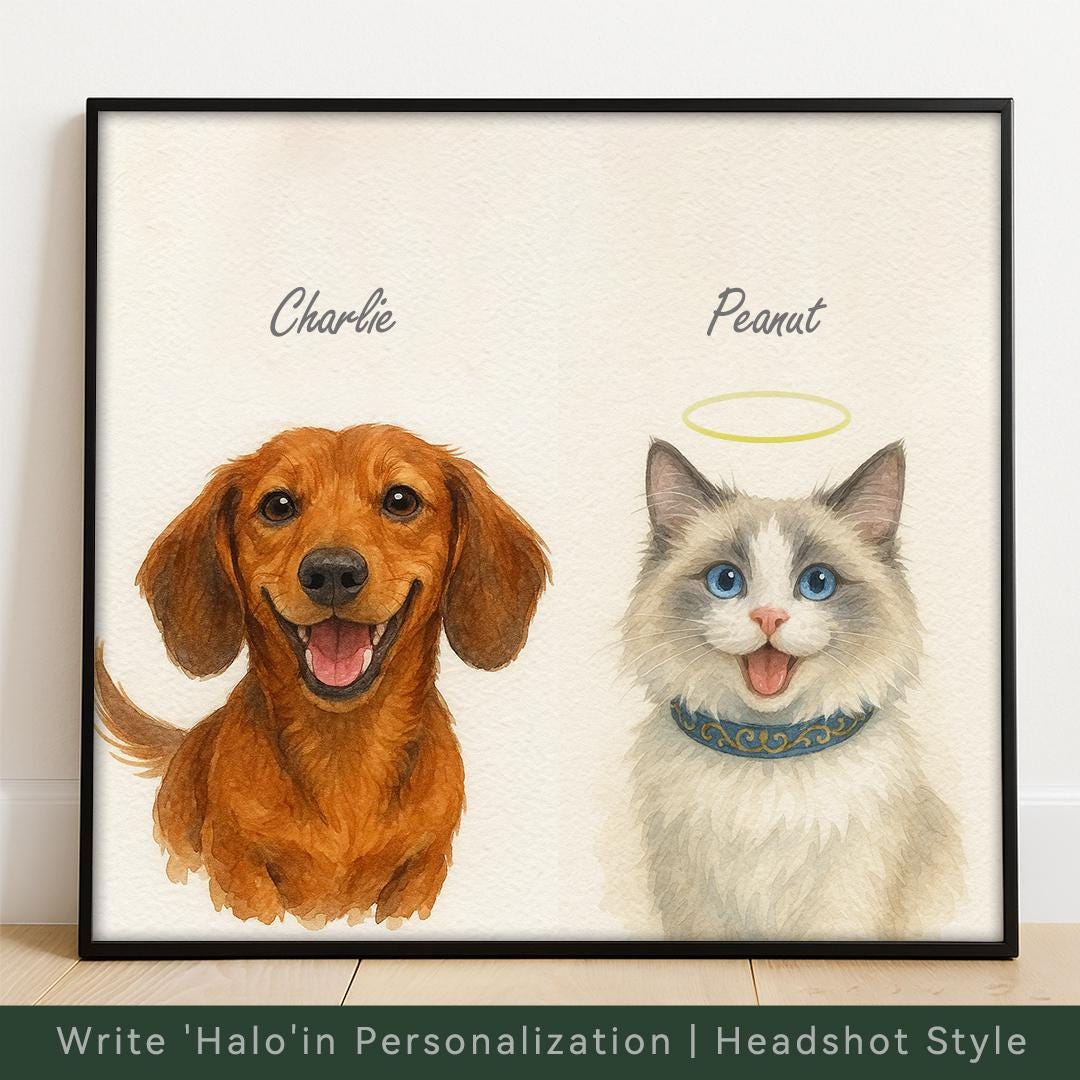 Custom Pet Portrait – Watercolor Style Dog Art | Hand-Painted Look Digital Download