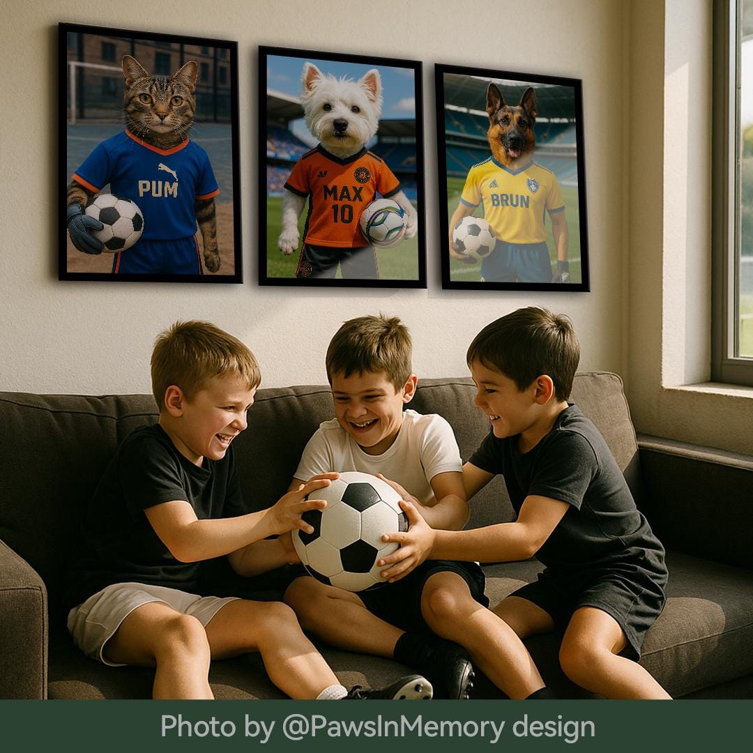 Custom Pet Portrait – Funny Soccer Dog Art | Football-Themed Digital Download