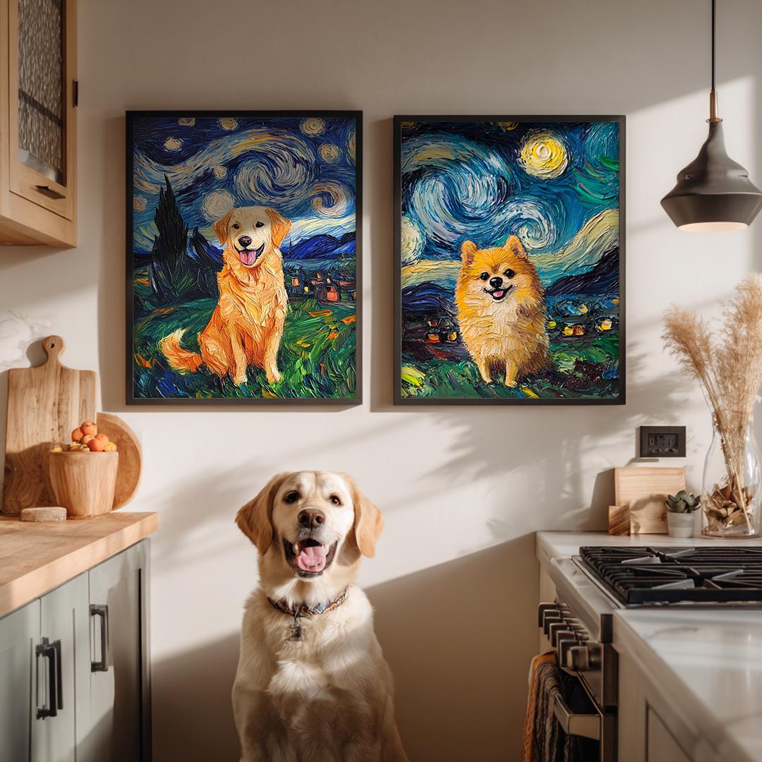 Custom Pet Portrait – Classic Oil Painting Style | Regal Dog Art Digital Download
