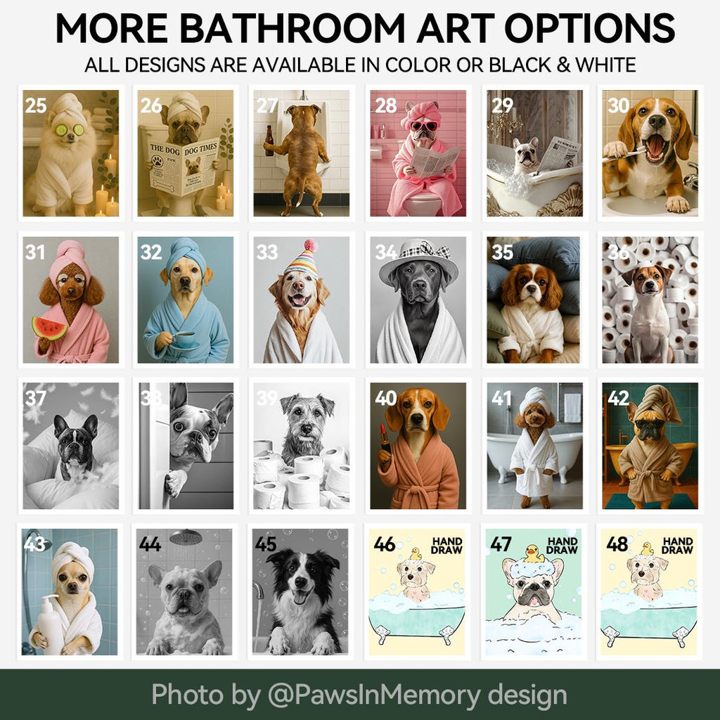 Funny Dog Bathroom Wall Art – 2 Printable Pet Toilet Prints Set | Digital Download