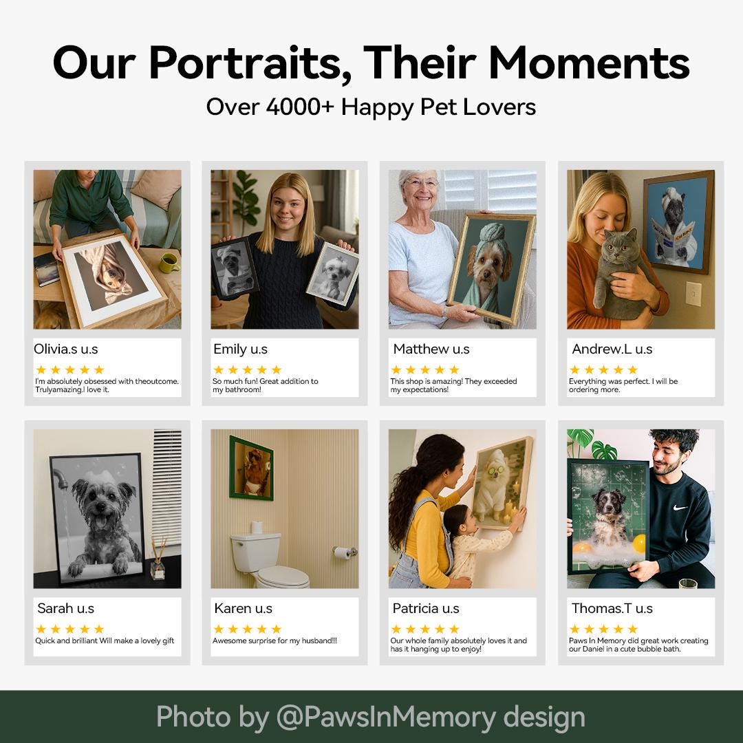 Funny Dog Bathroom Wall Art – 5 Printable Pet Bath Illustrations Set | Digital Download
