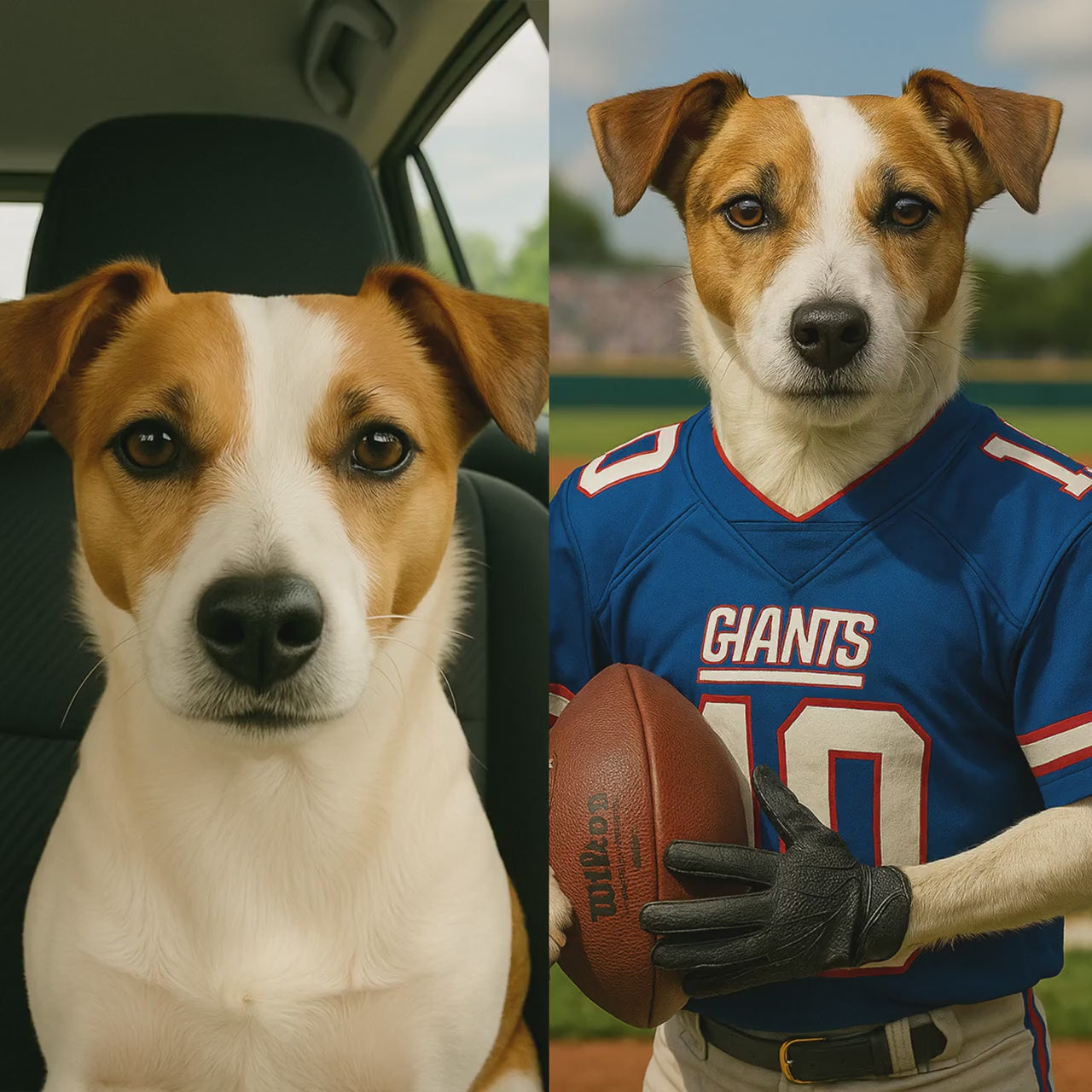 Custom Pet Portrait – Funny Football Theme | Dog Sports Art Digital Download